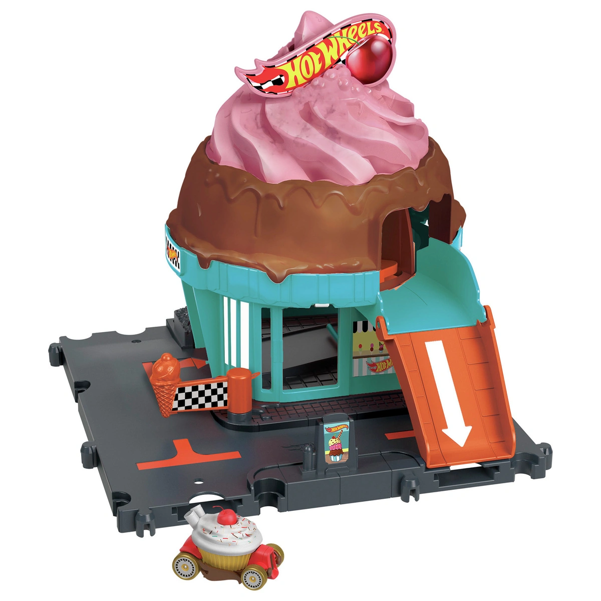 Hot Wheels City Downtown Ice Cream Swirl Vehicle Playset
