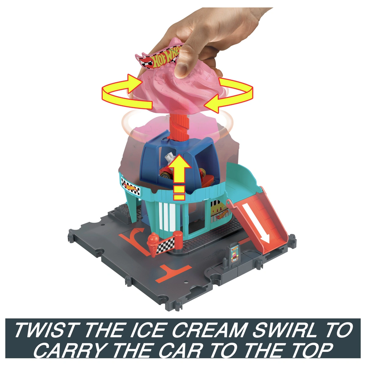 Hot Wheels City Downtown Ice Cream Swirl Vehicle Playset