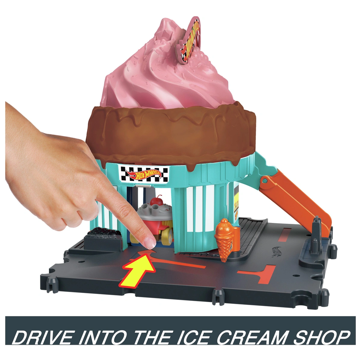 Hot Wheels City Downtown Ice Cream Swirl Vehicle Playset