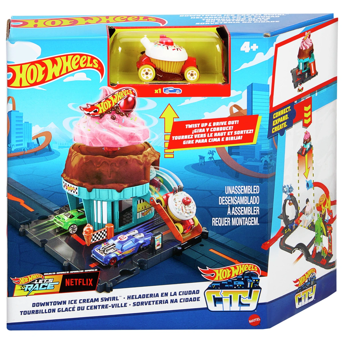 Hot Wheels City Downtown Ice Cream Swirl Vehicle Playset