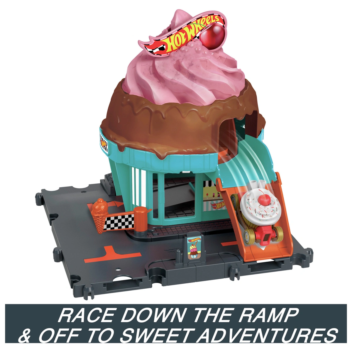 Hot Wheels City Downtown Ice Cream Swirl Vehicle Playset