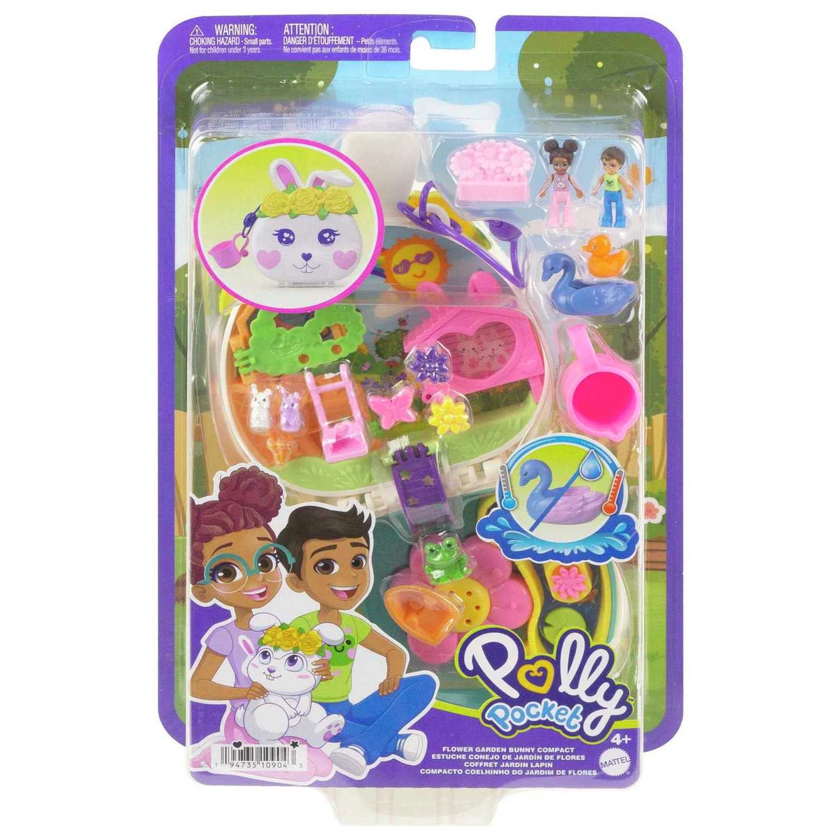 Polly Pocket Flower Garden Bunny Compact Micro Doll Playset