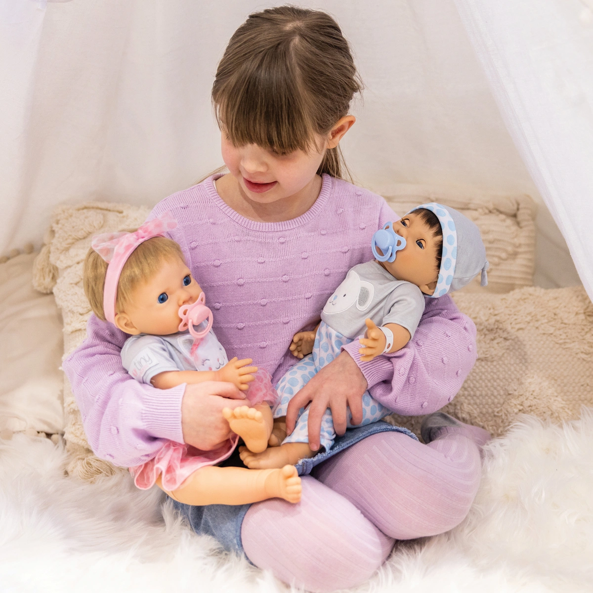 Tiny Treasures Puppy & Kitten Twin Baby Dolls Set - 44cm