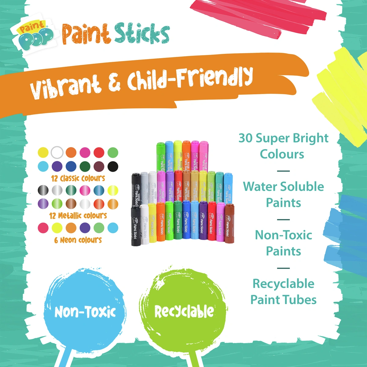 Paint Pop Jumbo 30 Pieces Paint Sticks