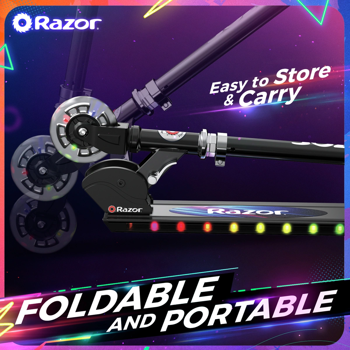 Razor A+ Lightshow Foldable Light Up Scooter - Black