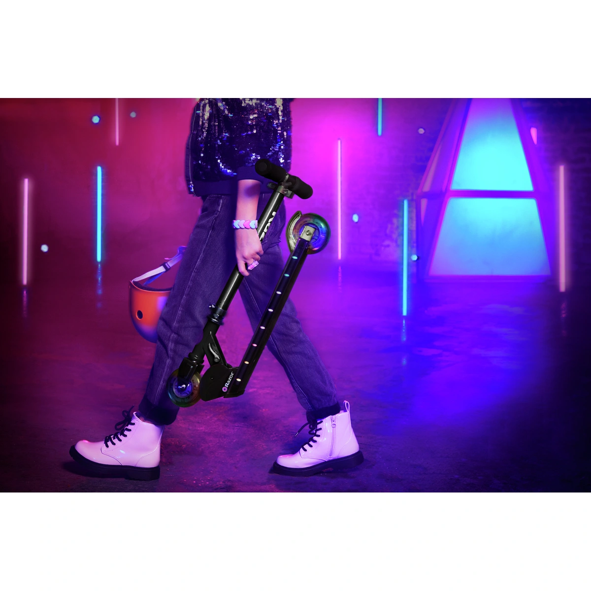 Razor A+ Lightshow Foldable Light Up Scooter - Black