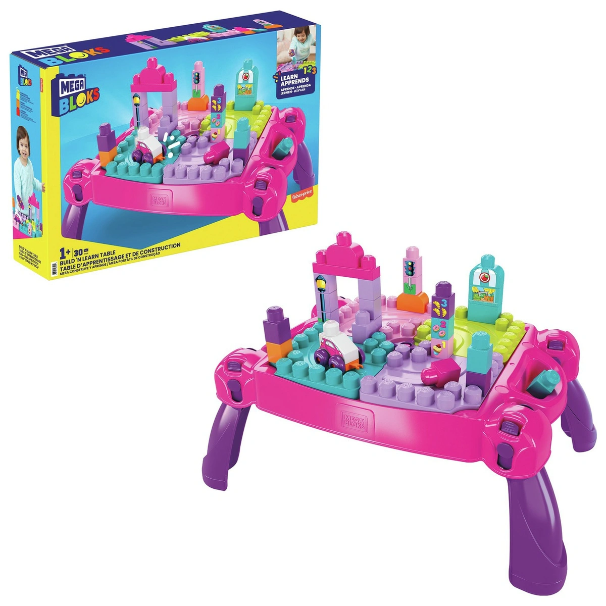 Mega Bloks Build n Learn Table – Pink