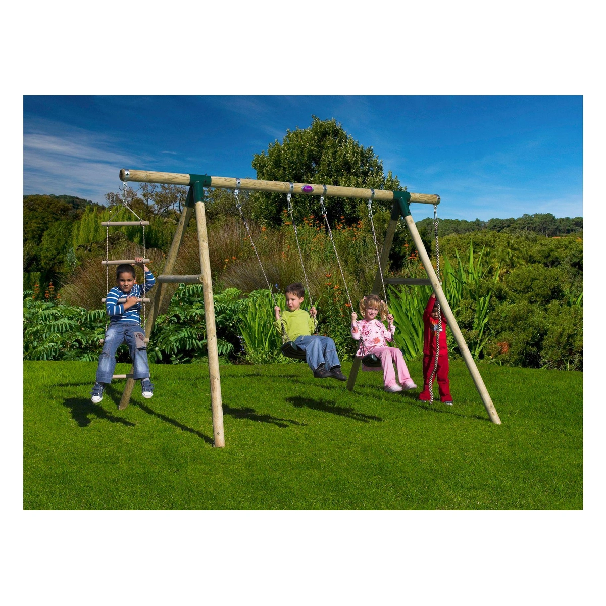 Plum Gibbon Wooden Garden Swing Set.