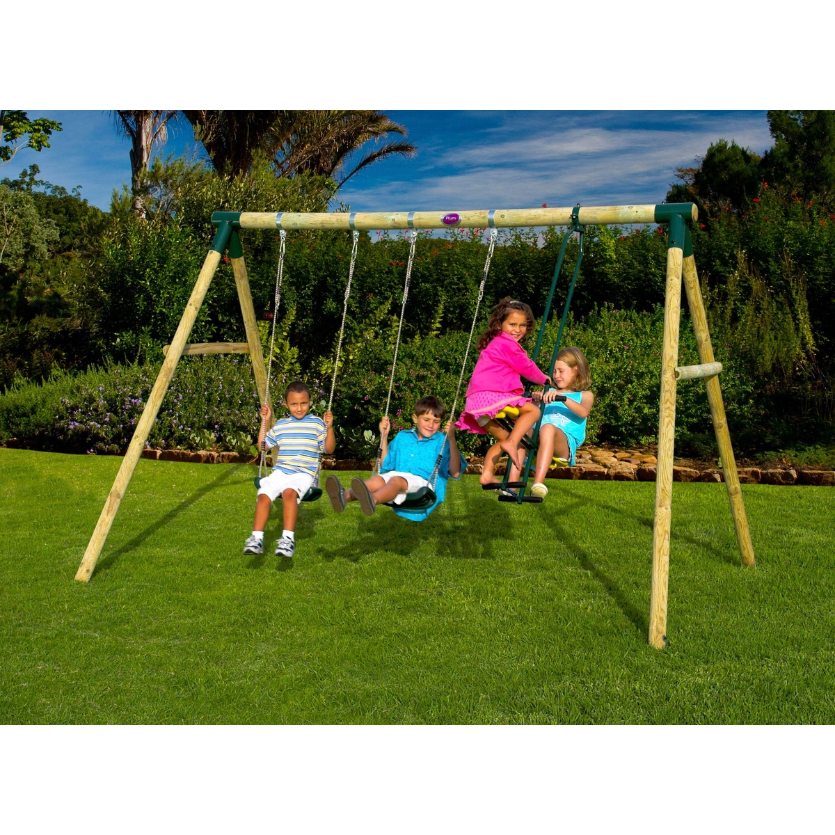 Plum Colobus Wooden Garden Swing Set.