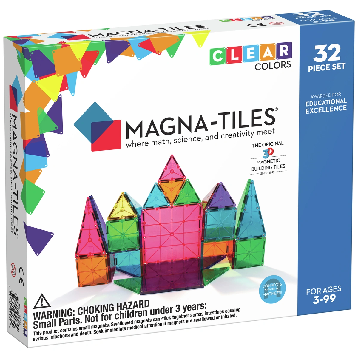 Magna-Tiles Clear Colours 32 Piece Set Magnetic Toy