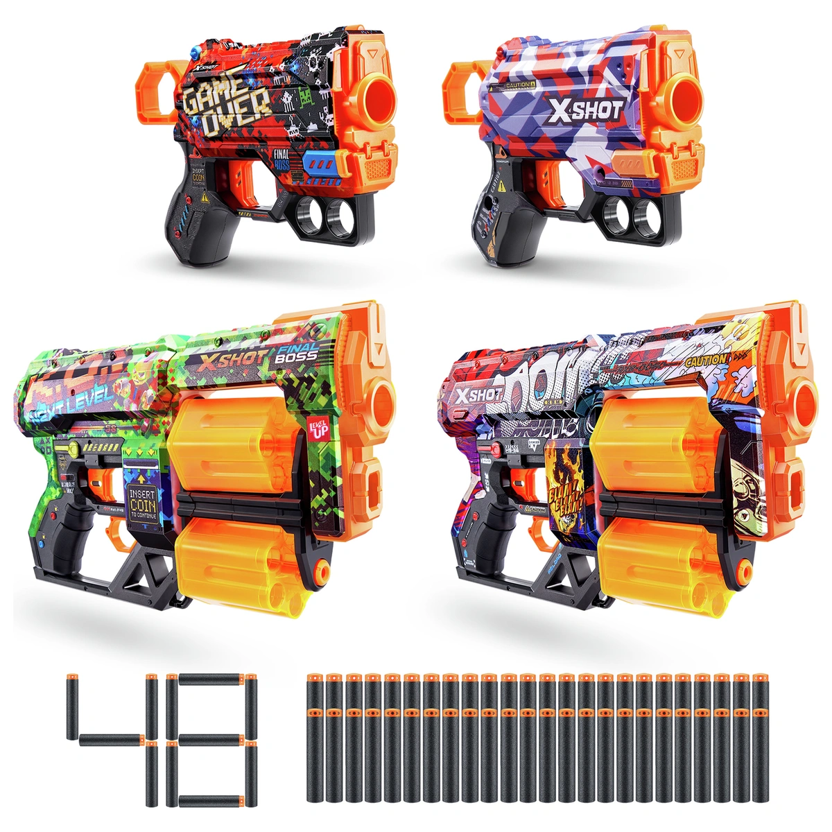 XSHOT Skins 2x Dread 2x Menace Dart Blaster Combo Pack