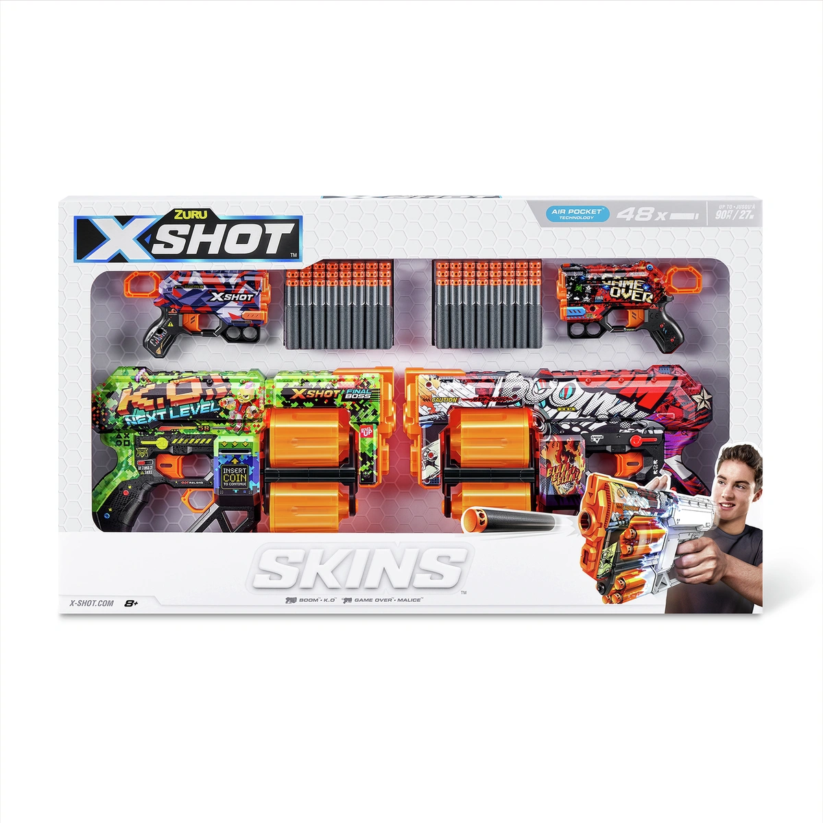 XSHOT Skins 2x Dread 2x Menace Dart Blaster Combo Pack