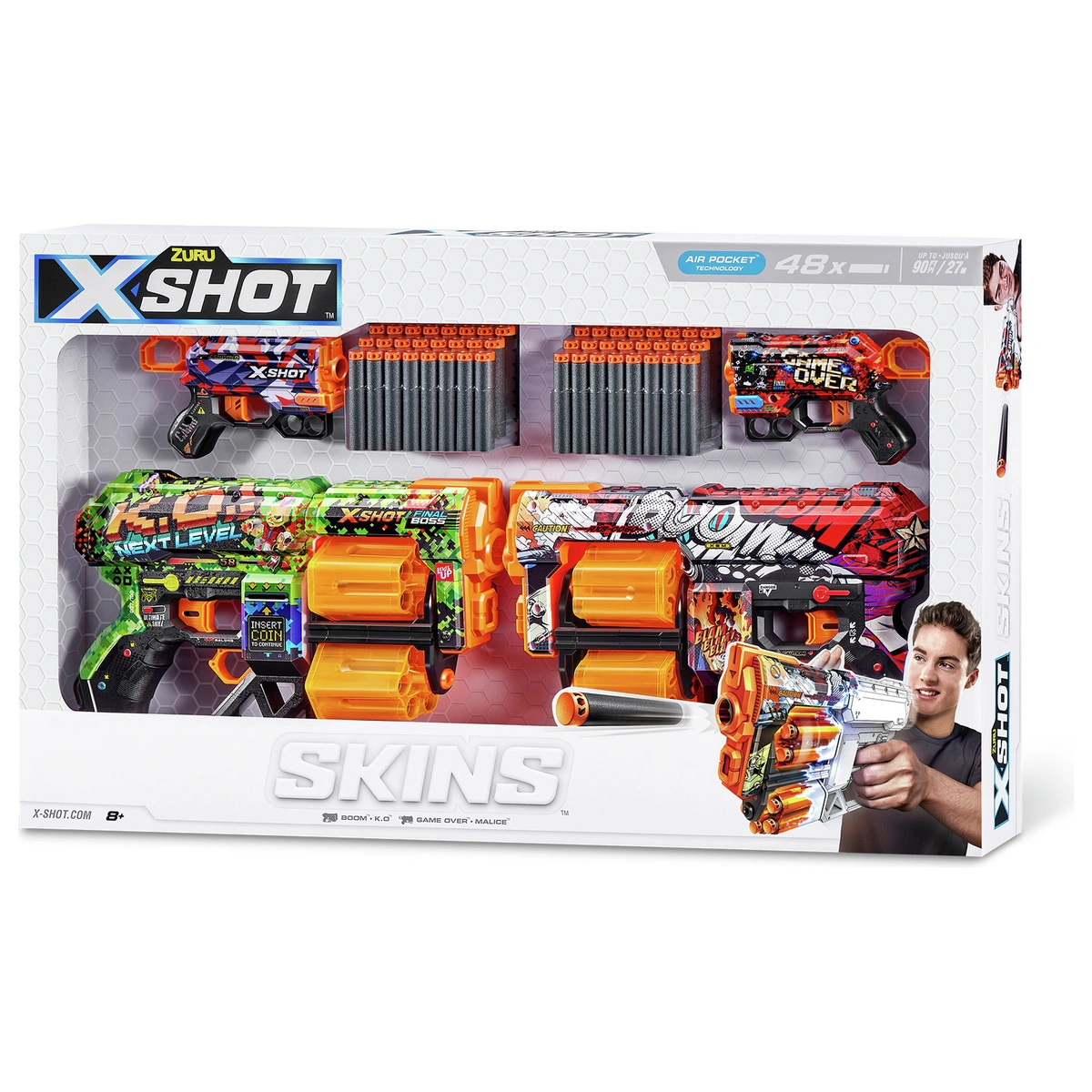 XSHOT Skins 2x Dread 2x Menace Dart Blaster Combo Pack