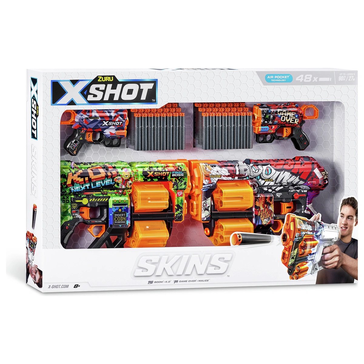 XSHOT Skins 2x Dread 2x Menace Dart Blaster Combo Pack