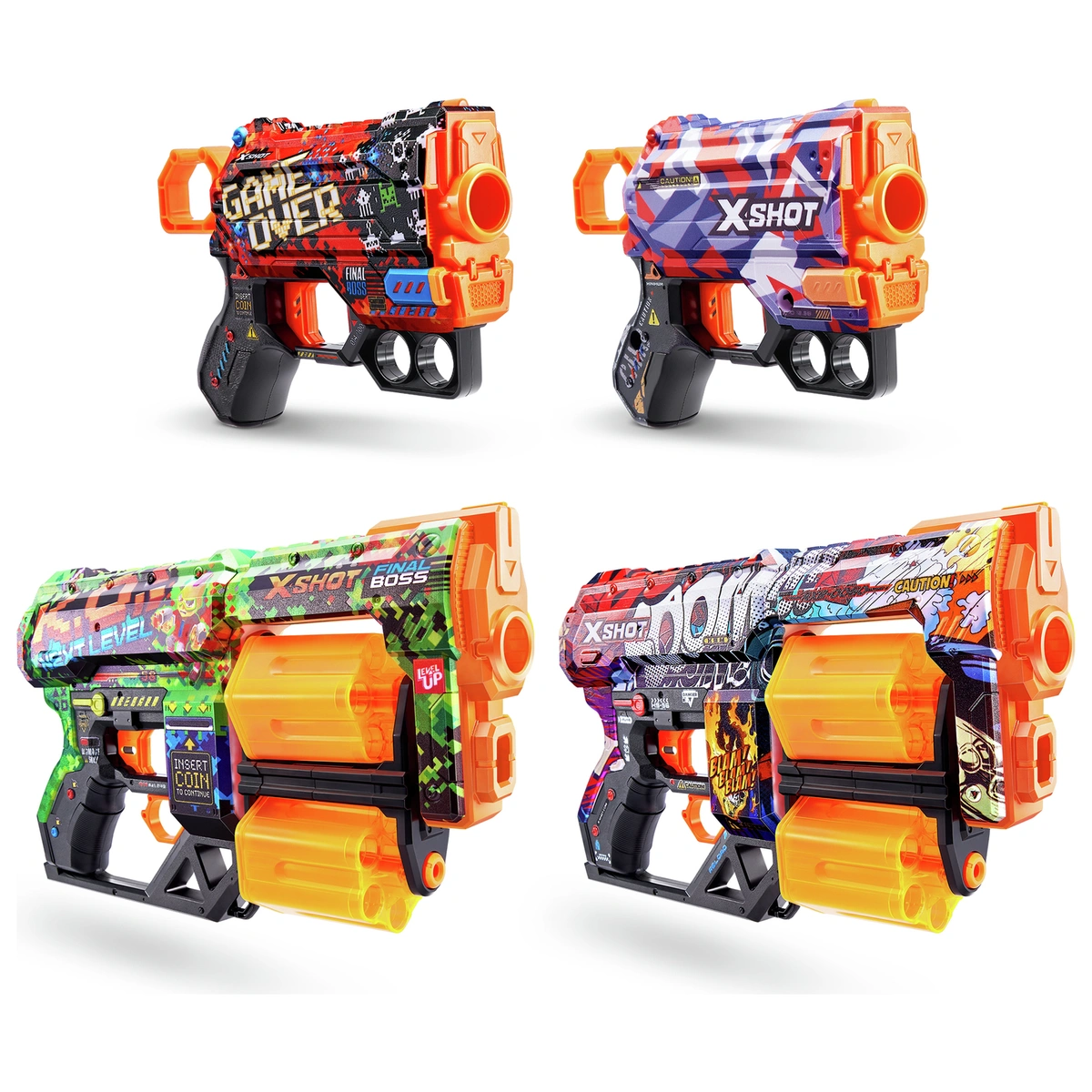 XSHOT Skins 2x Dread 2x Menace Dart Blaster Combo Pack
