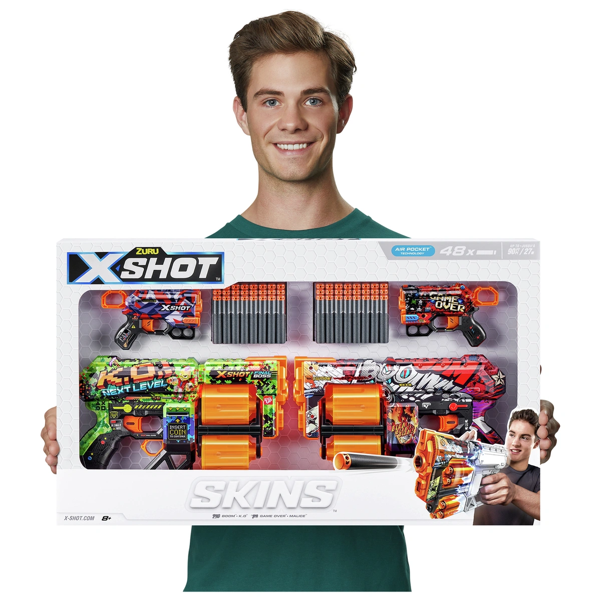 XSHOT Skins 2x Dread 2x Menace Dart Blaster Combo Pack