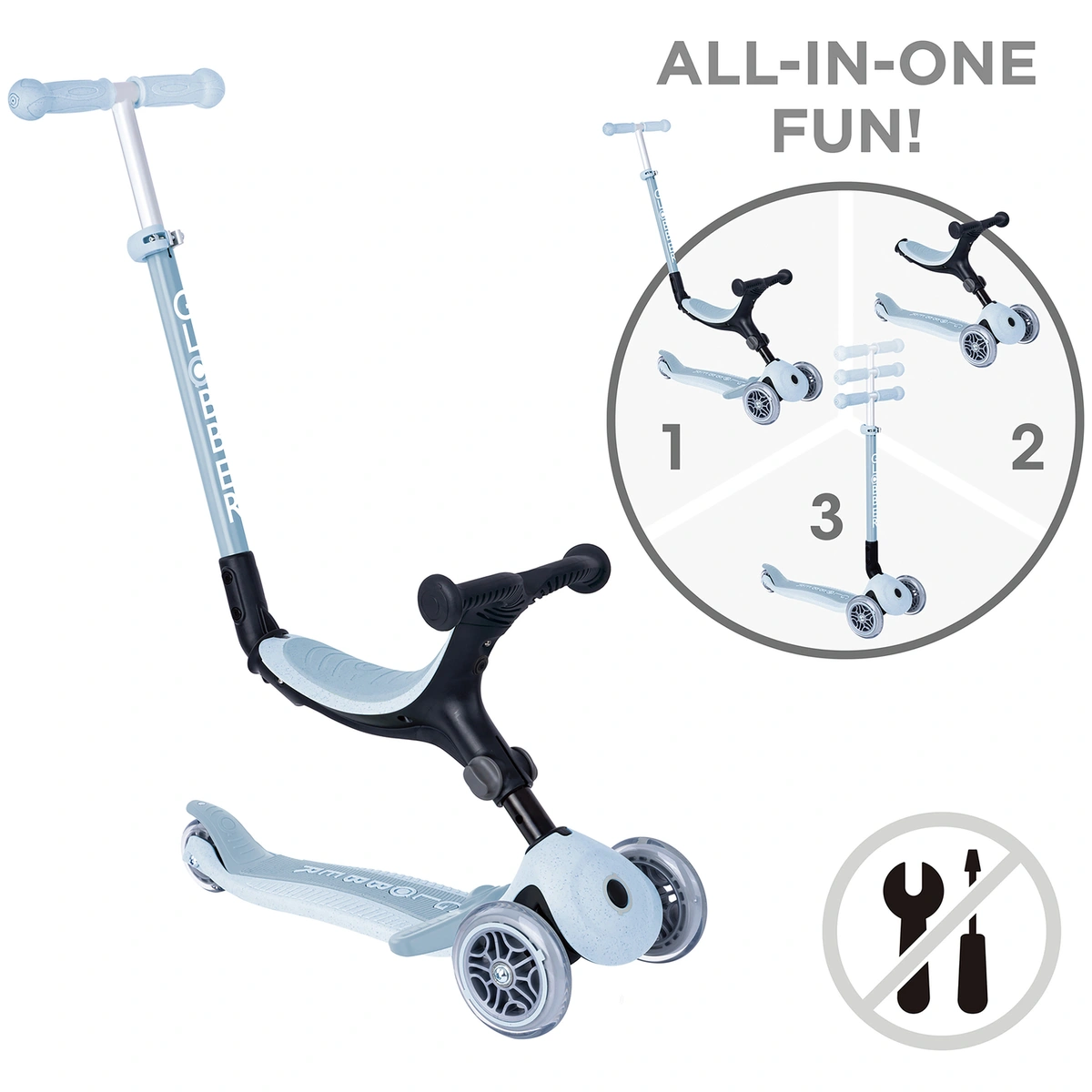 Globber Go Up Ecological 3 Wheel Scooter - Blueberry