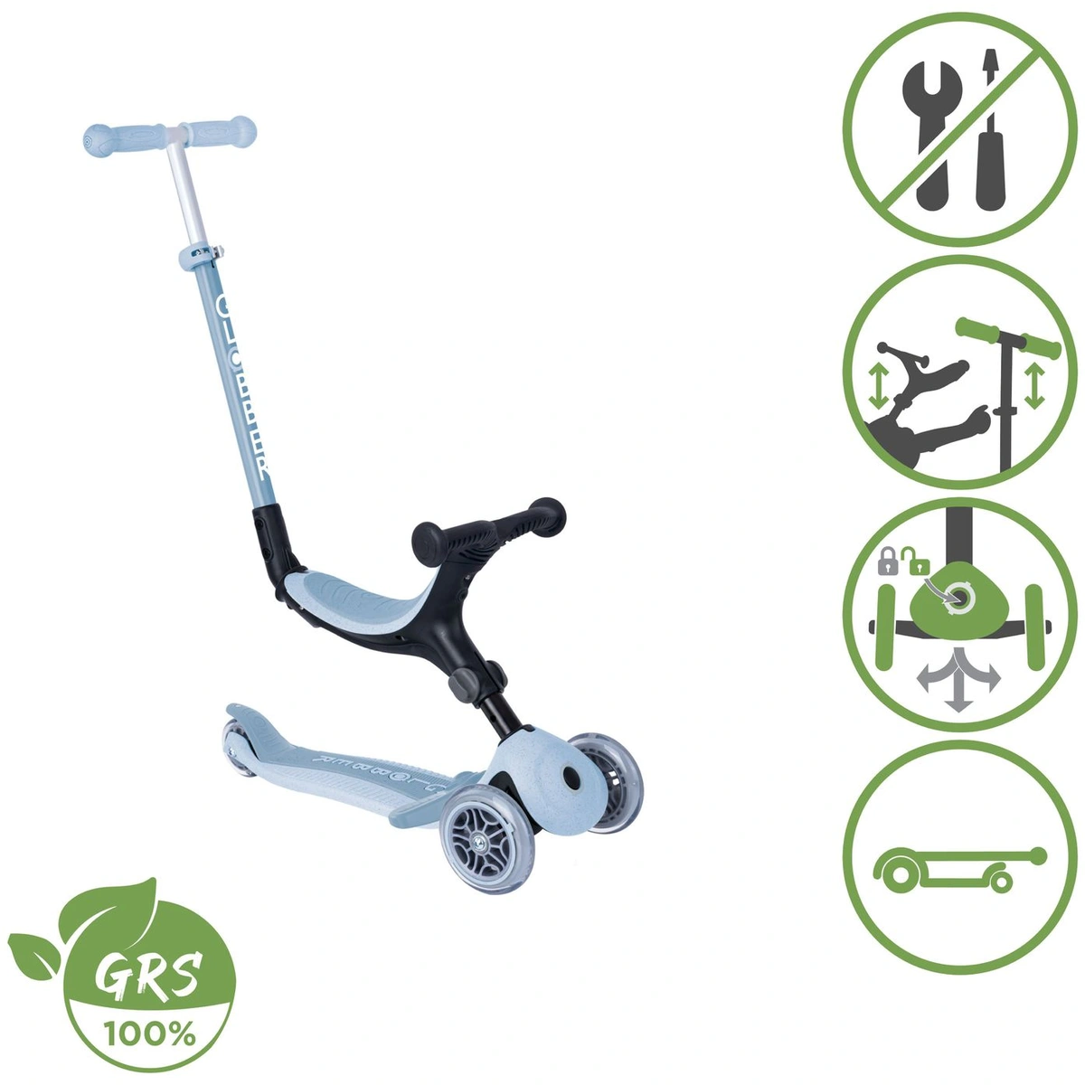 Globber Go Up Ecological 3 Wheel Scooter - Blueberry