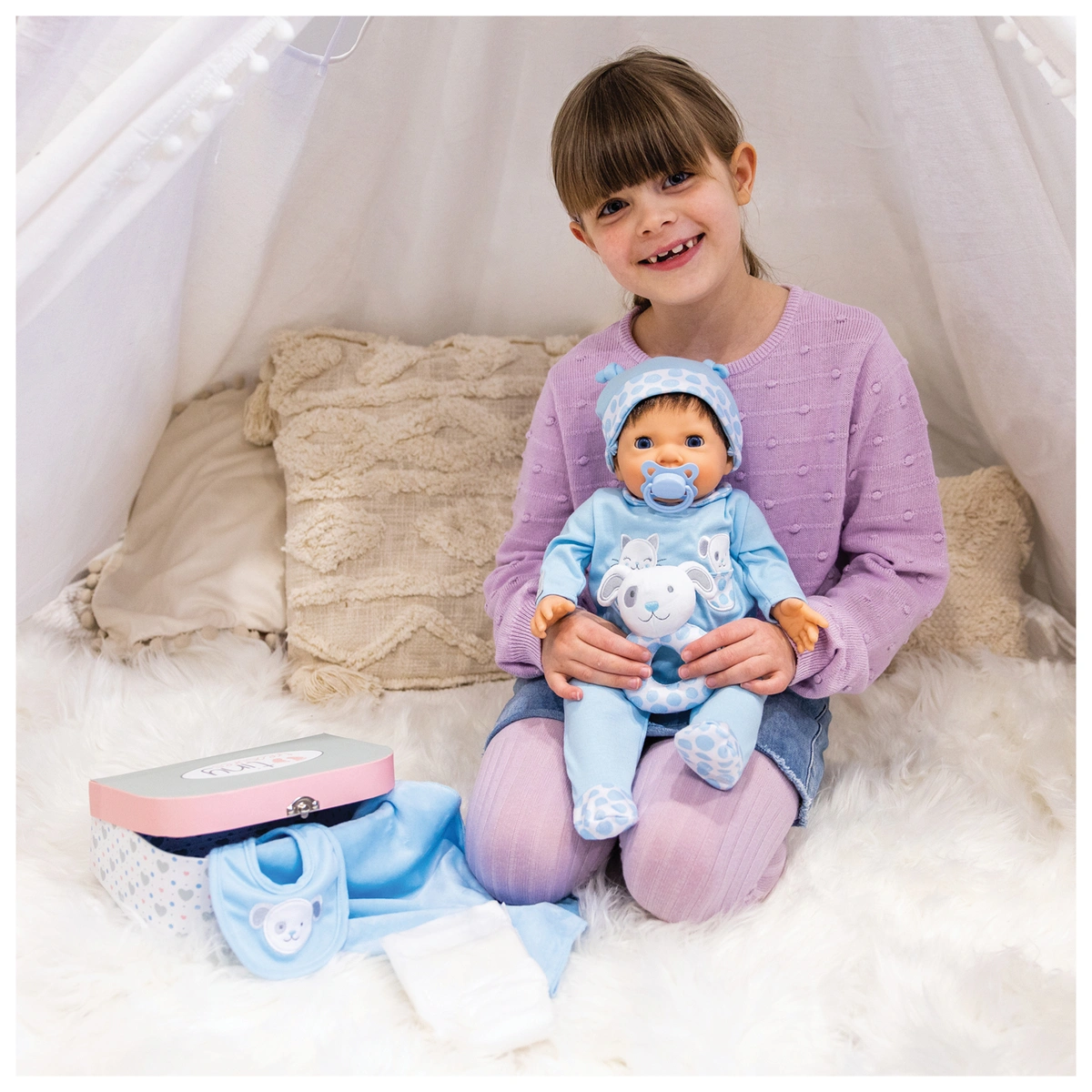 Tiny Treasures Dolls Blue Layette Set