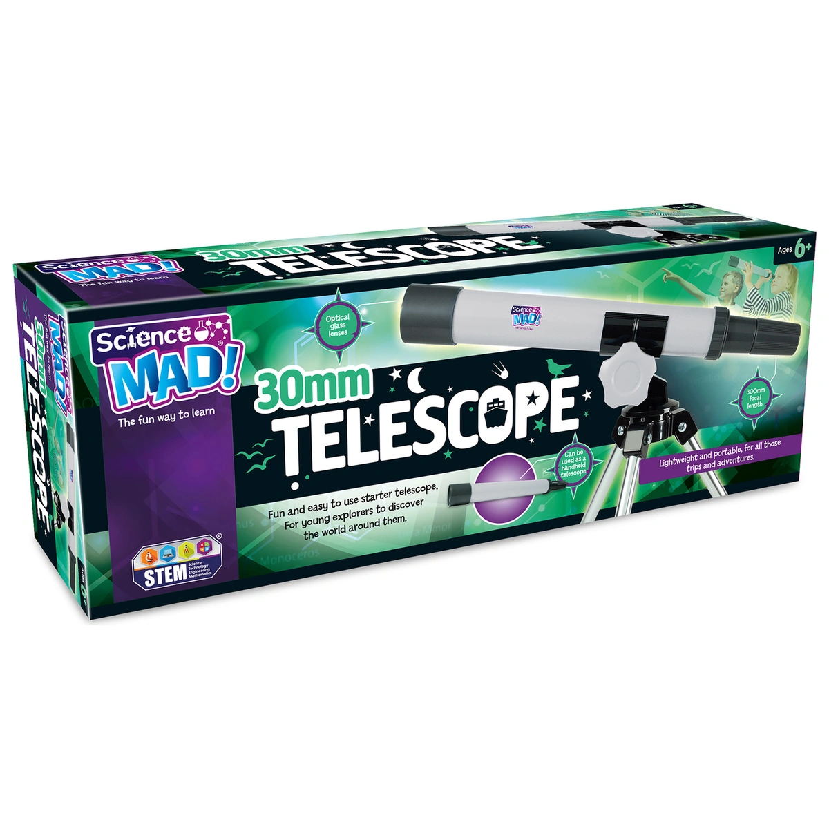 Science Mad 30mm Telescope with Tripod