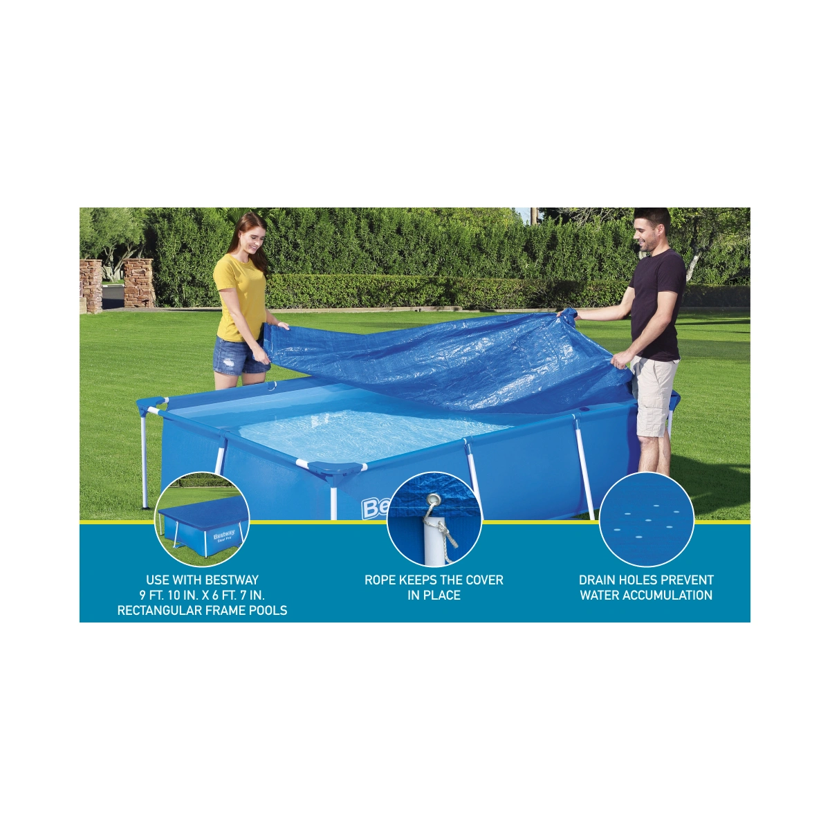 Bestway 9ft Rectangular Paddling Pool - 3300L