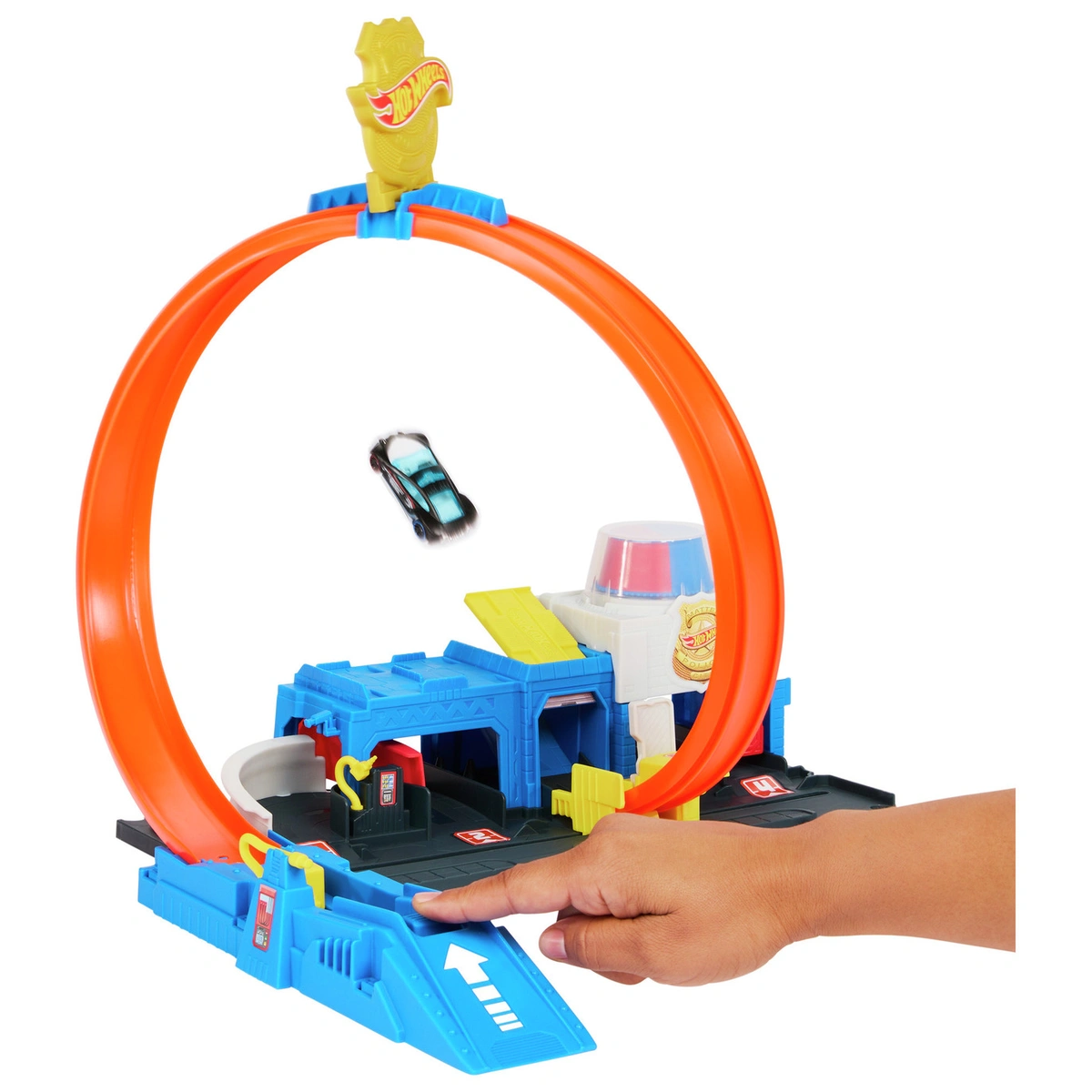 Hot Wheels Toy Car Track Set Super Police Station Playset