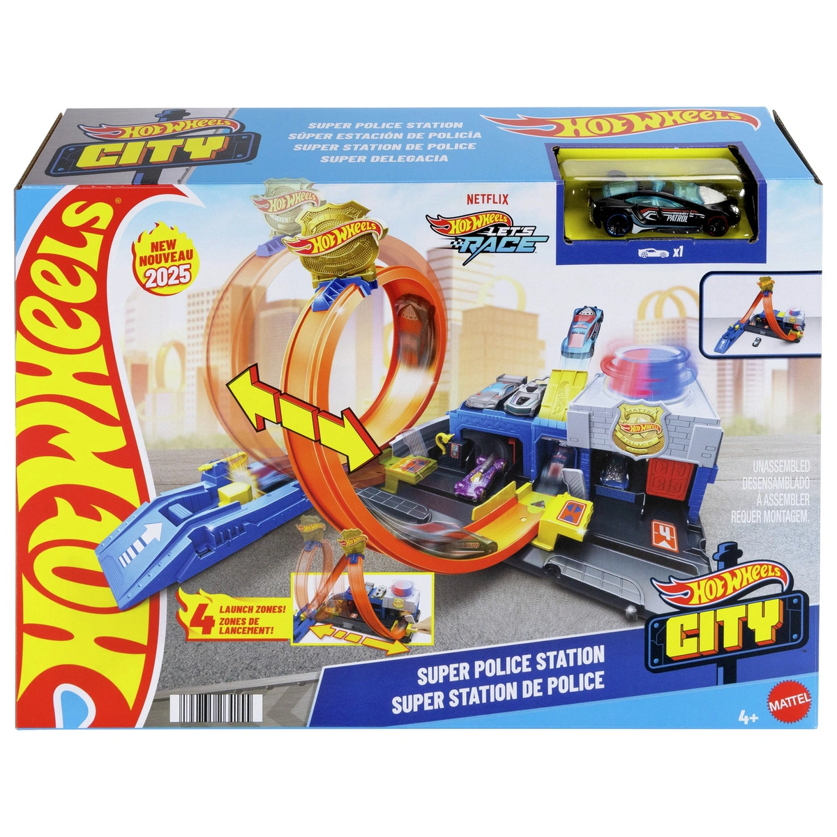 Hot Wheels Toy Car Track Set Super Police Station Playset