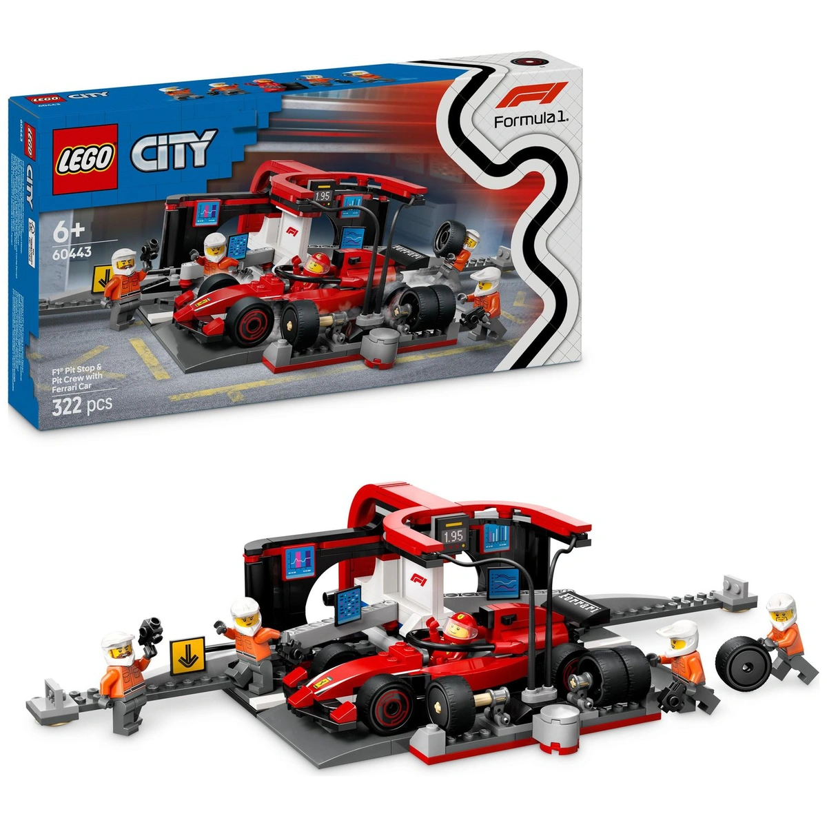 LEGO City F1 Pit Stop & Pit Crew with Ferrari Car Toy 60443