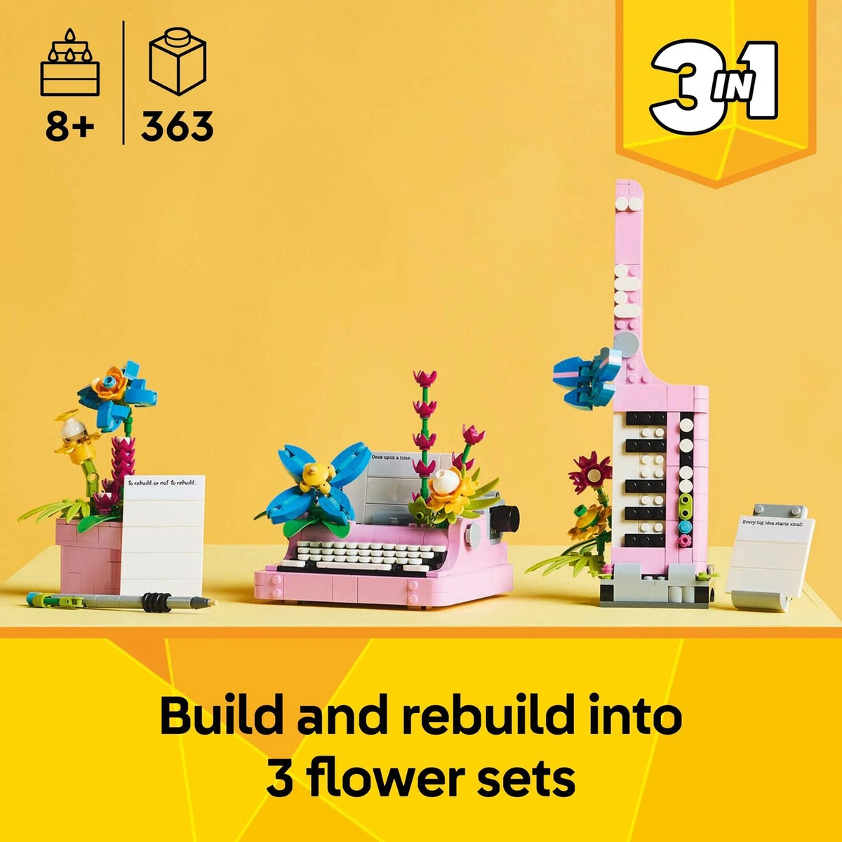 LEGO Creator 3in1 Typewriter with Flowers Toy for Kids 31169