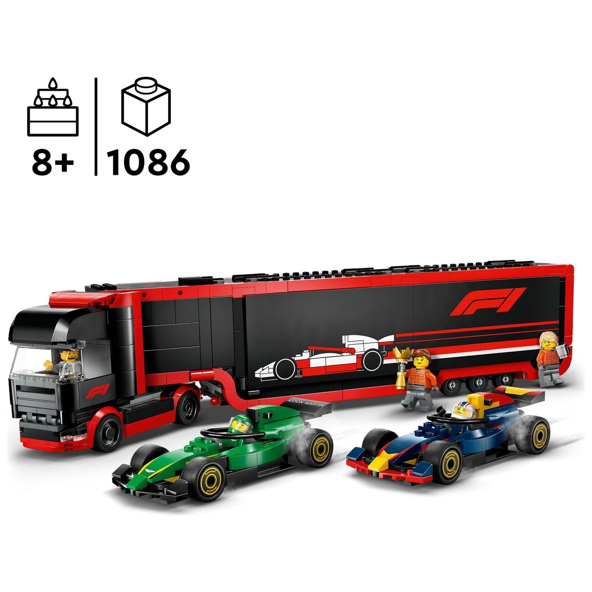 LEGO City F1 Truck with RB20 & AMR24 F1 Cars Playset 60445