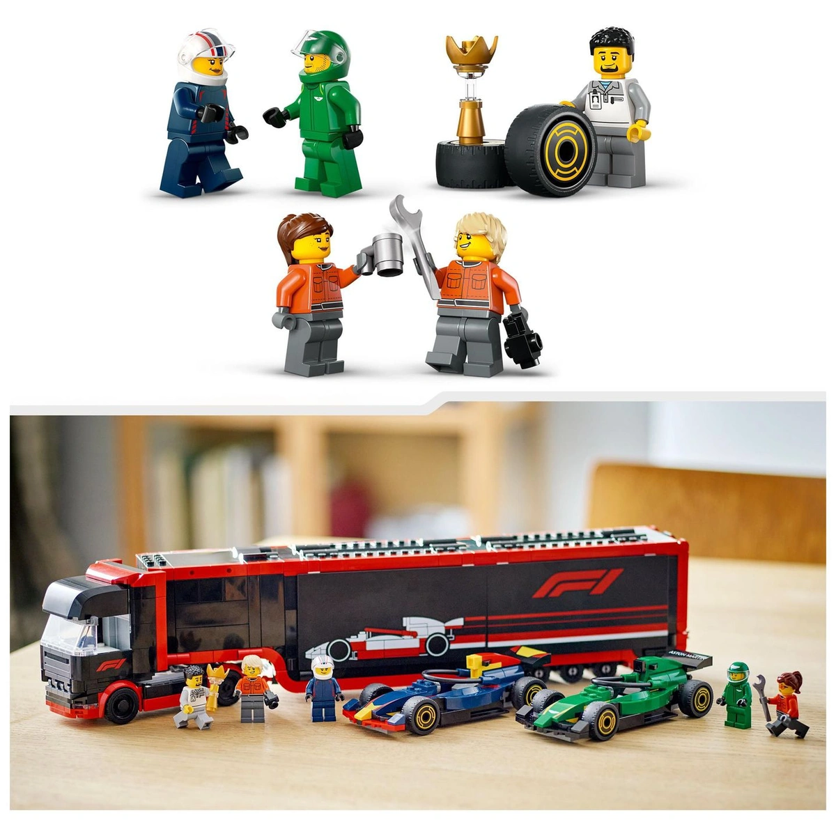 LEGO City F1 Truck with RB20 & AMR24 F1 Cars Playset 60445
