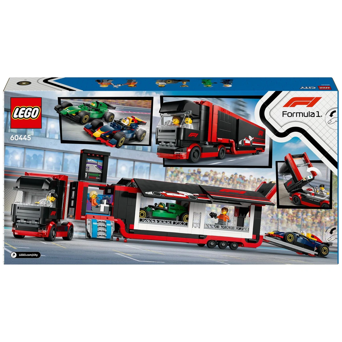 LEGO City F1 Truck with RB20 & AMR24 F1 Cars Playset 60445