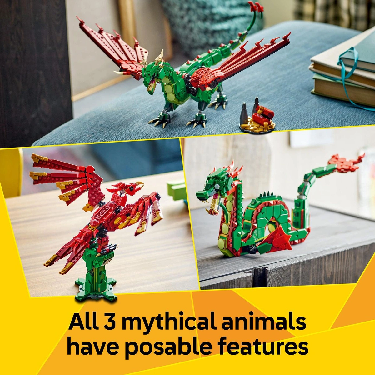 LEGO Creator 3in1 Medieval Dragon Figure, Creative Toy 31161