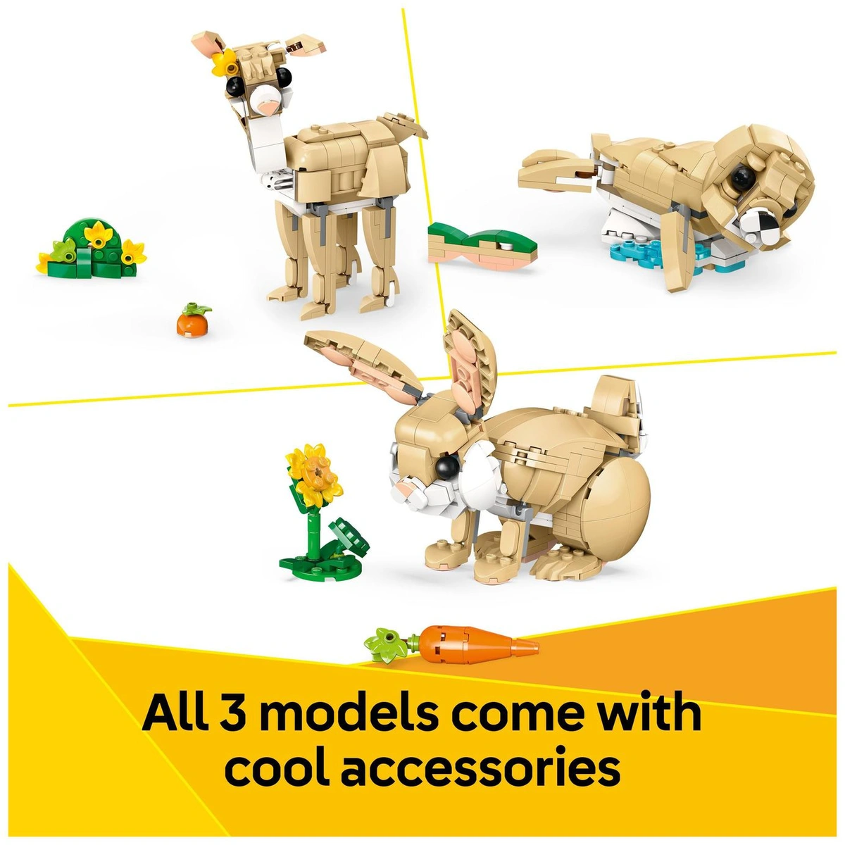 LEGO Creator 3in1 Cute Bunny Toy, Animal Figure Set 31162