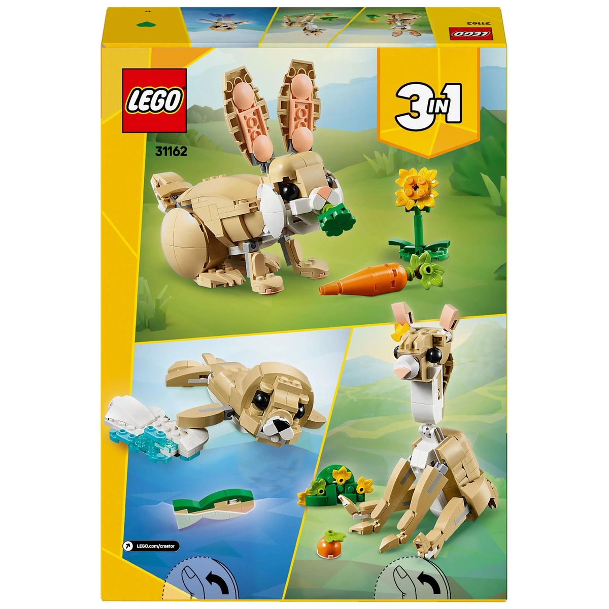 LEGO Creator 3in1 Cute Bunny Toy, Animal Figure Set 31162