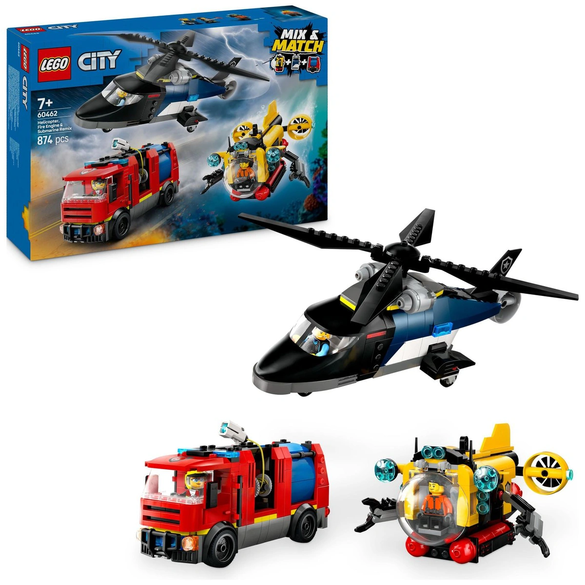 LEGO City Helicopter, Fire Engine & Submarine Remix 60462
