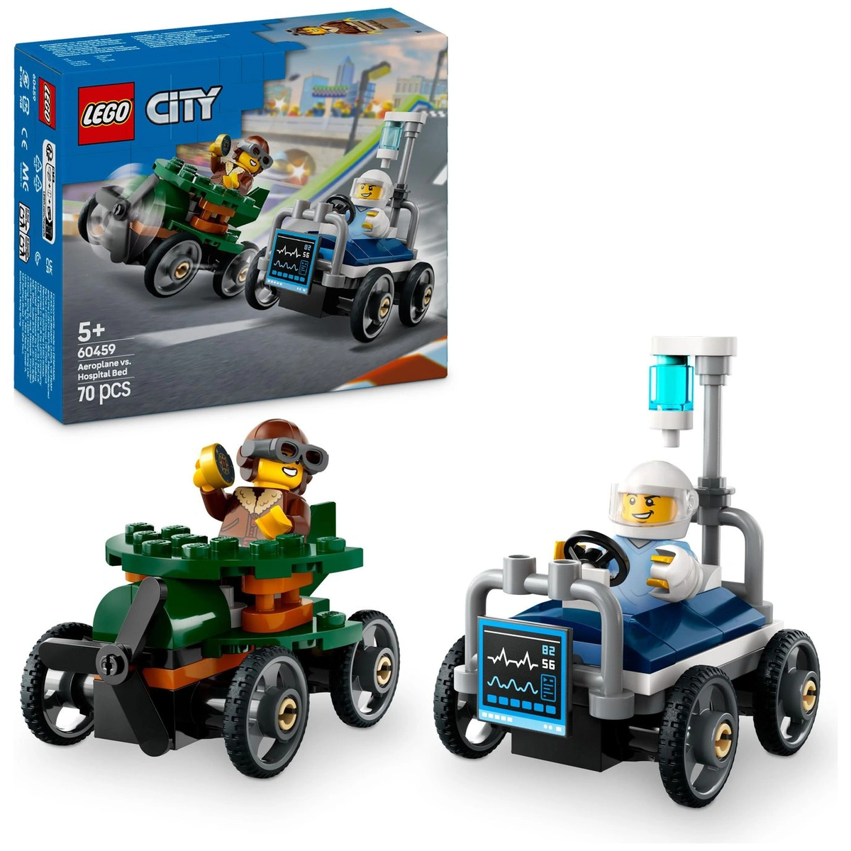 LEGO City Aeroplane vs. Hospital Bed Race Car Pack 60459
