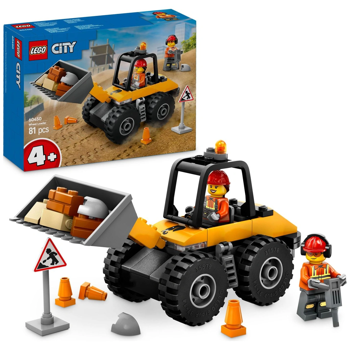 LEGO City Yellow Construction Wheel Loader Vehicle Toy 60450