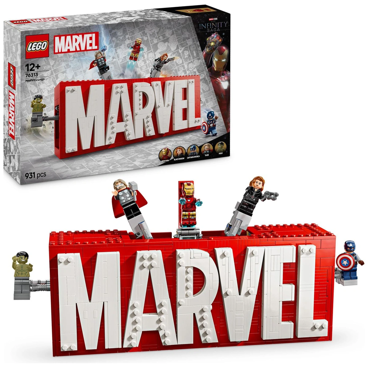 LEGO Marvel: MARVEL Logo & Minifigures Building Toy 76313
