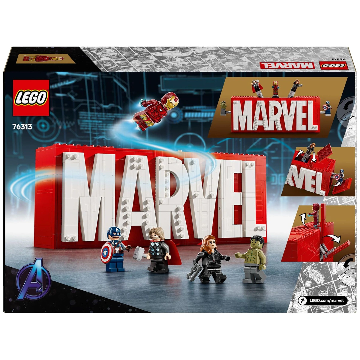 LEGO Marvel: MARVEL Logo & Minifigures Building Toy 76313