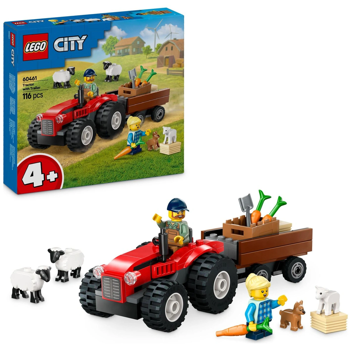 LEGO City Red Farm Tractor with Trailer & Sheep Toys 60461