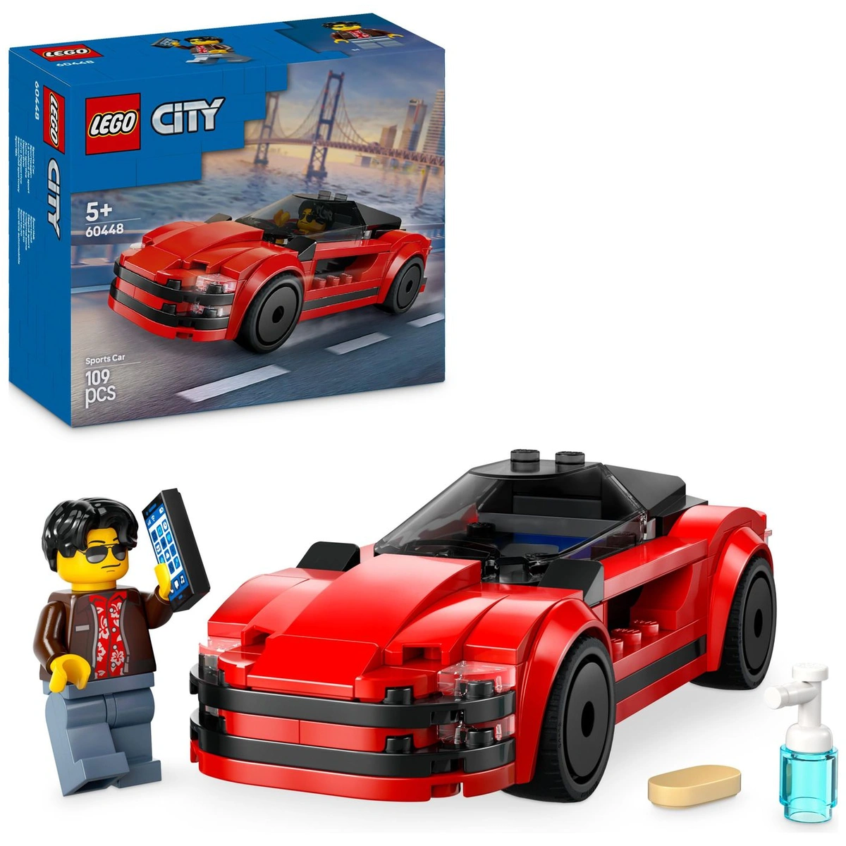 LEGO City Red Sports Car, Toy Supercar Vehicle Set 60448