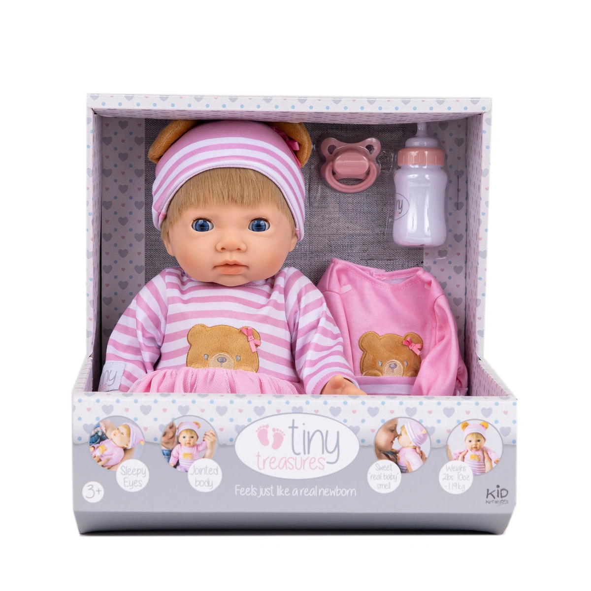 Tiny Treasures Teddy Gift Set -44cm Baby Doll