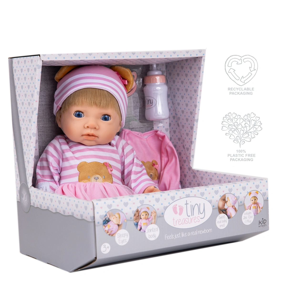 Tiny Treasures Teddy Gift Set -44cm Baby Doll