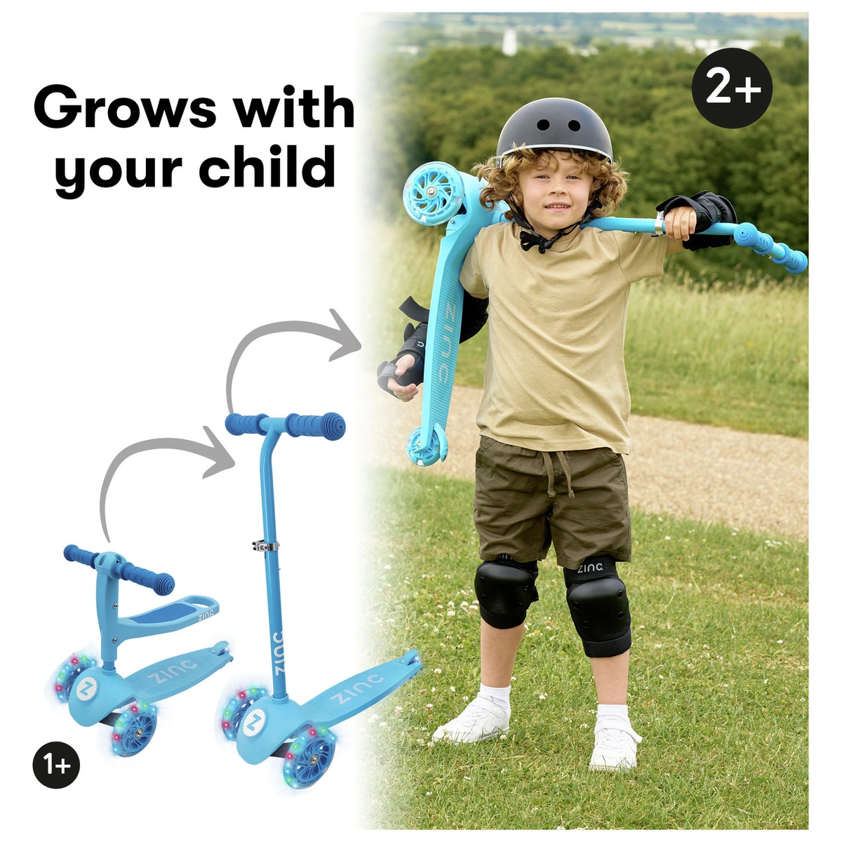 Zinc My First 3-in-1 Kids Light Up 3 Wheel Scooter - Blue