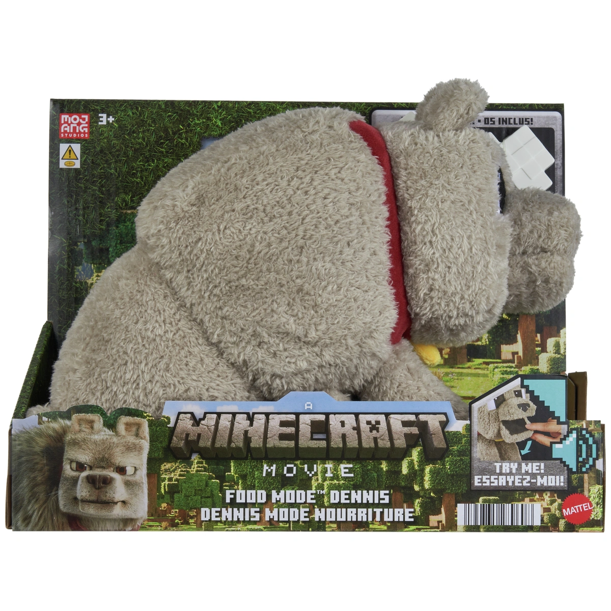 Minecraft Movie Dennis Plush Interactive Toy & Bone