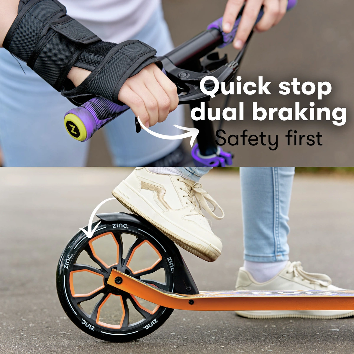 Zinc Verge Pro Kids Folding Incline Scooter - Purple/Orange
