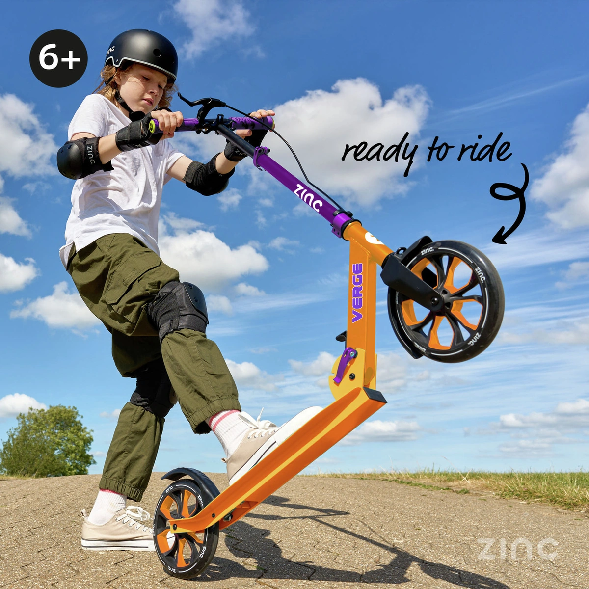 Zinc Verge Pro Kids Folding Incline Scooter - Purple/Orange