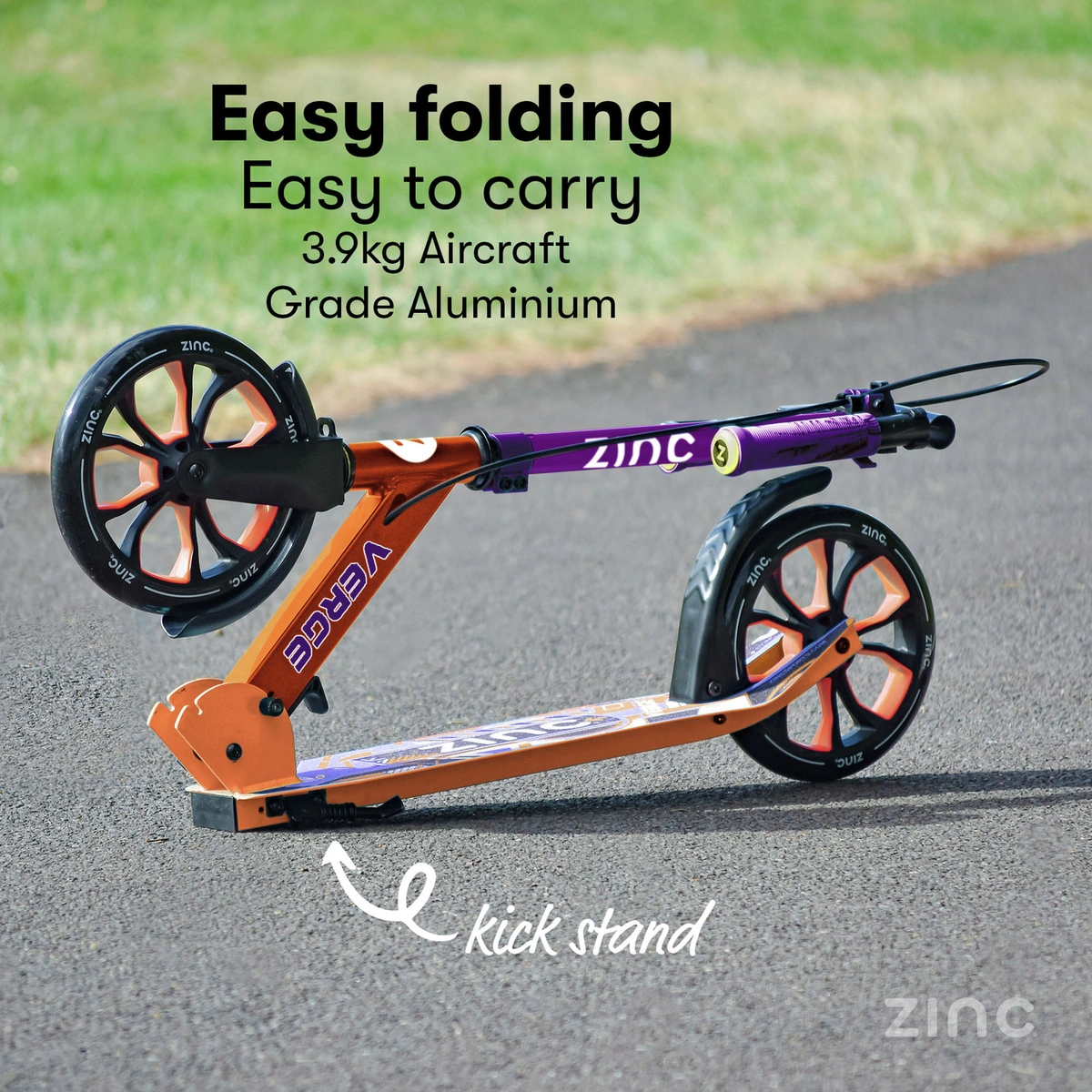 Zinc Verge Pro Kids Folding Incline Scooter - Purple/Orange