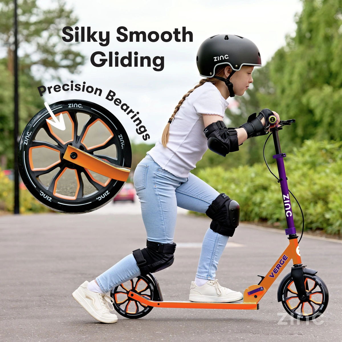 Zinc Verge Pro Kids Folding Incline Scooter - Purple/Orange